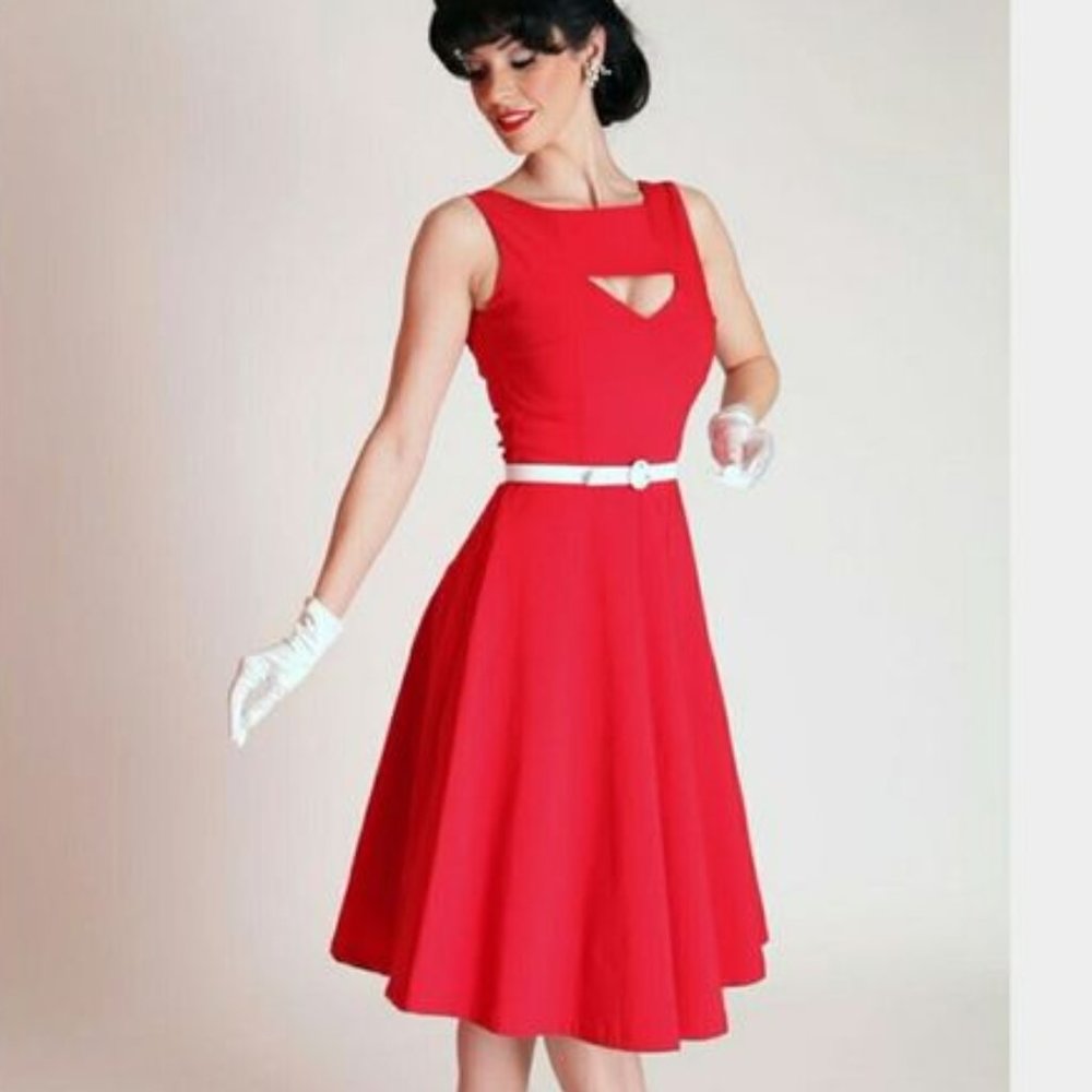 Bettie Page Tatyana Red Retro Cutout Dress